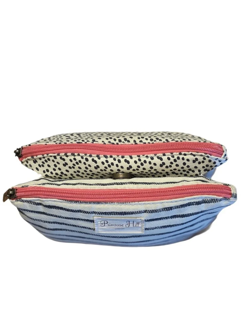 Primrose Hill London Striped Cosmetic Bag - Dual Compartment Like NEW